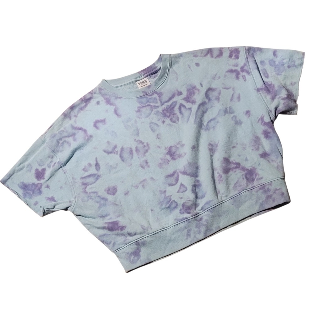 PINK Victoria's‎ Secret Tie Dye Cropped Sweatshirt Blue Purple XS Short Sleeve